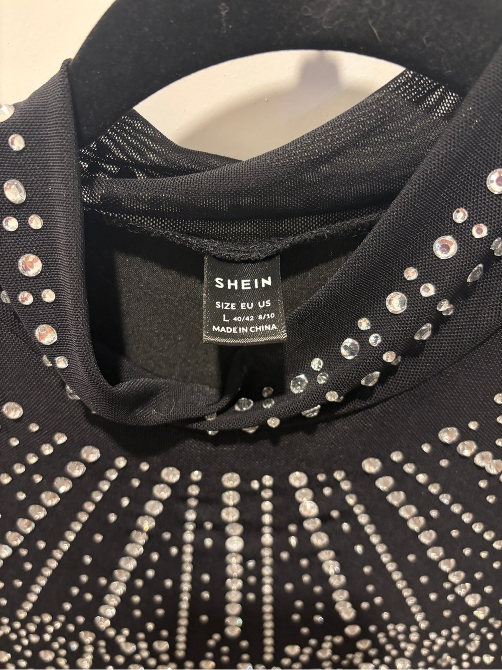 SHEIN Black Sleeveless Rhinestone-Embellished Bodysuit - Picture 2 of 2